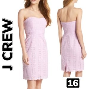 JCREW SHEATH EYELET STRAPLESS DRESS 16 PASTEL